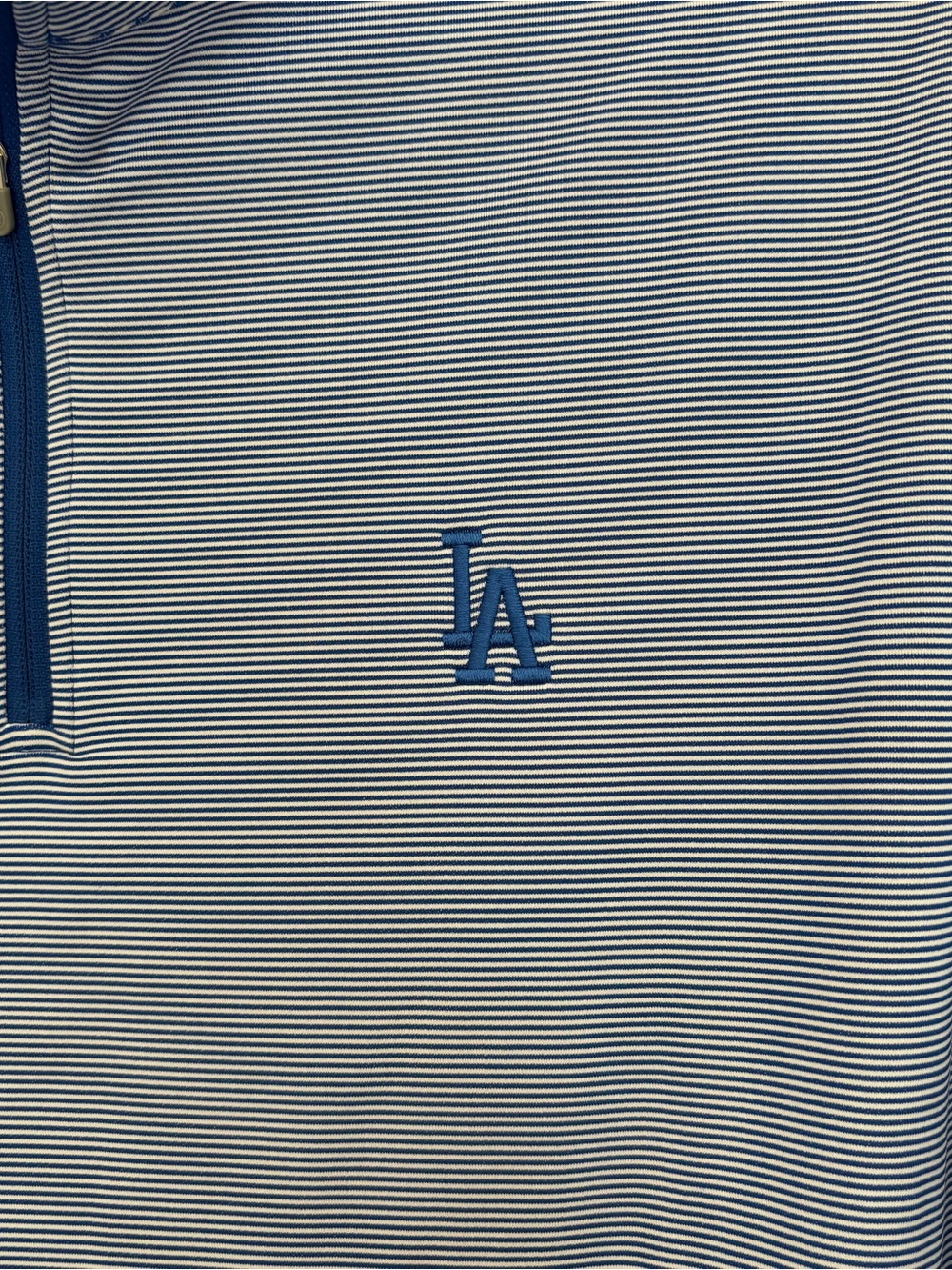 Peter Millar Los Angeles Dodgers Perth Sugar Stripe Performance Quarter Zip - Picture 4 of 7
